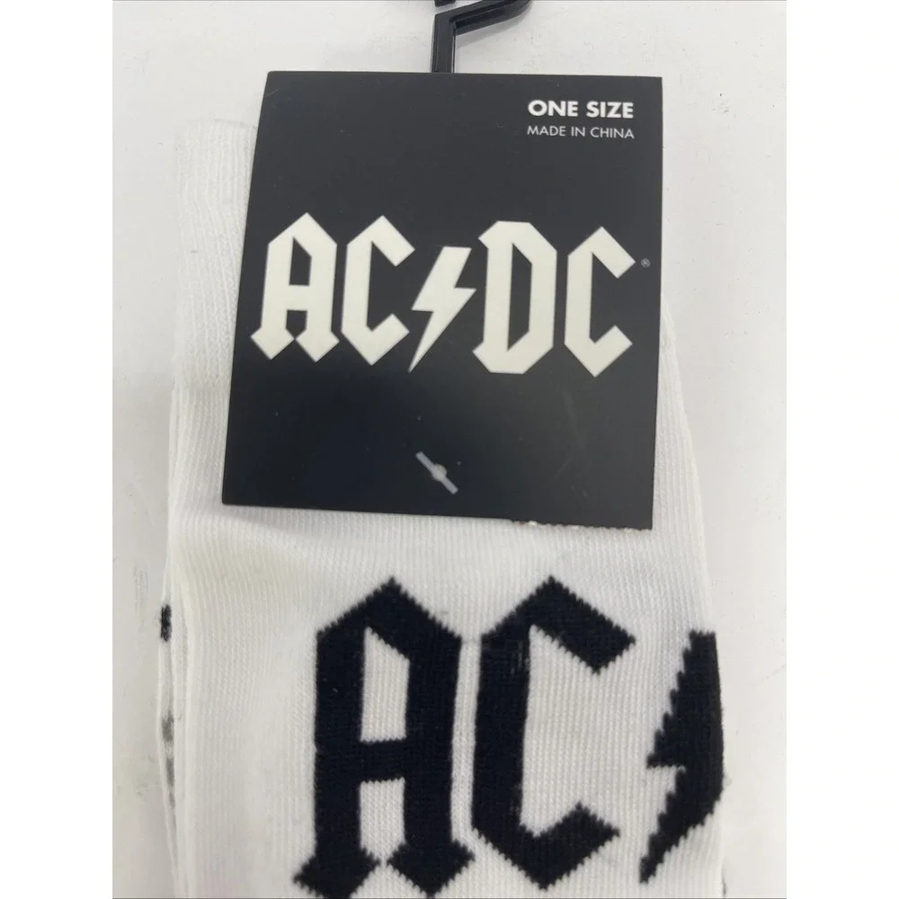 AC DC Socks Black And White Stripes‎ Novelty Gift Rock And Roll Adult 7-12 Size